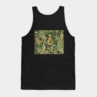 GREEN FOREST ANIMALS ,PEACOCKS, FOX AND HARE Tank Top